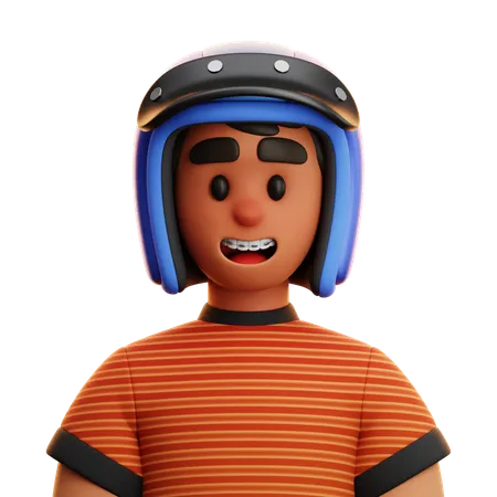 Niño con casco de motocicleta  3D Icon