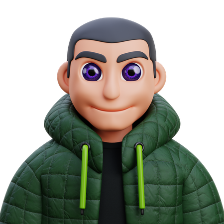 Chico con chaqueta verde  3D Icon