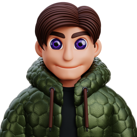 Chico con chaqueta verde  3D Icon