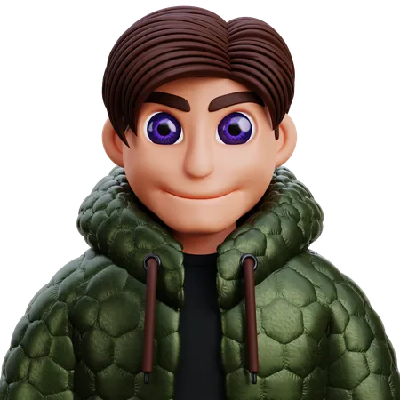 Chico con chaqueta verde  3D Icon