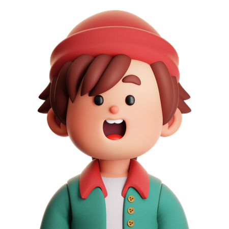 Niño con chaqueta verde  3D Icon