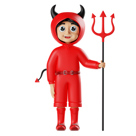 Niño disfrazado de diablo rojo para Halloween  3D Icon