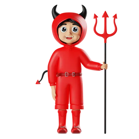 Niño disfrazado de diablo rojo para Halloween  3D Icon