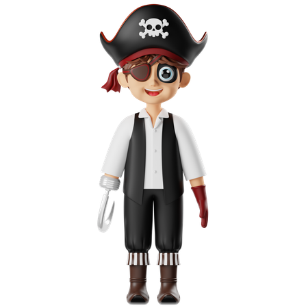 Niño disfrazado de pirata  3D Icon