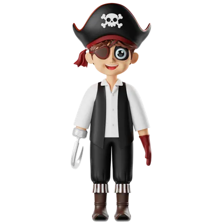 Niño disfrazado de pirata  3D Icon