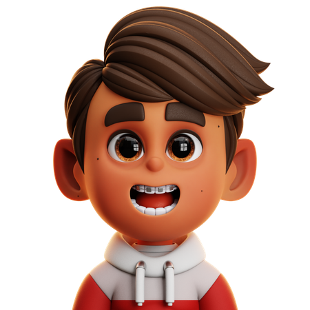 Niño con brackets  3D Icon