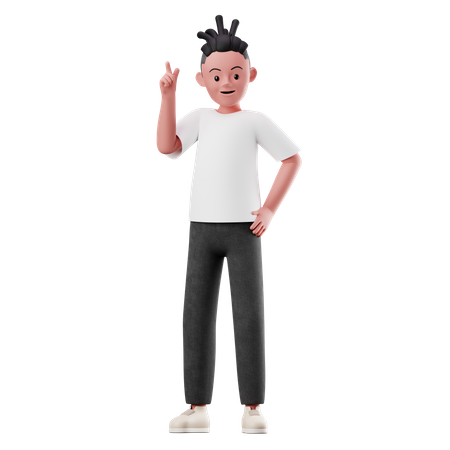 Joven con pose de mano levantada  3D Illustration