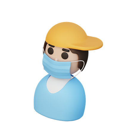 Niño con máscara  3D Icon