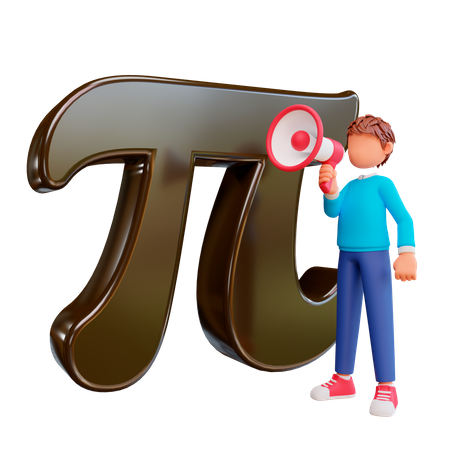 Niño con Megáfono con Pi  3D Icon