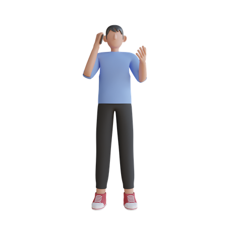 Niño con pose de llamada  3D Illustration