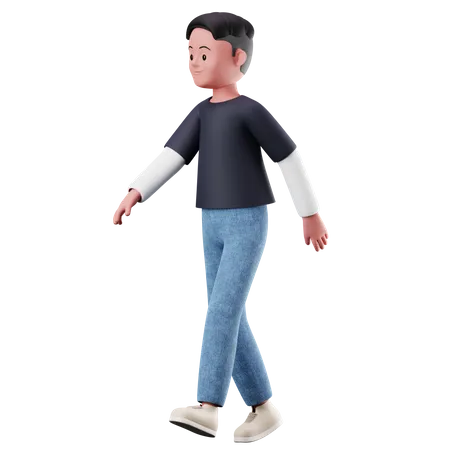 Joven con pose para caminar  3D Illustration