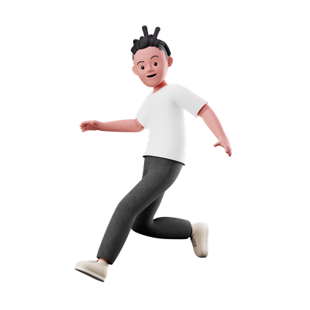 Joven con pose de correr y saltar  3D Illustration