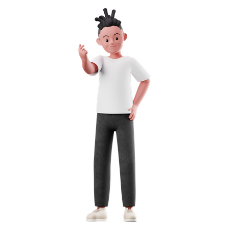 Niño con pose de signo de amor  3D Illustration