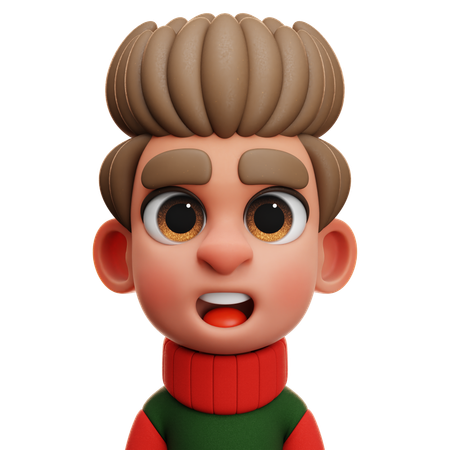 NIÑO CON JERSEY VERDE Y ROJO  3D Icon