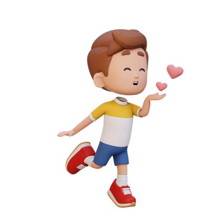 Niño dando amor  3D Icon