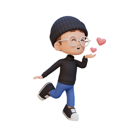Niño dando amor  3D Icon
