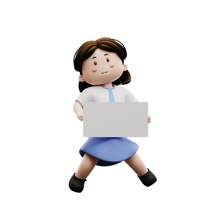 Niño de escuela con papel en blanco  3D Illustration