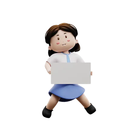 Niño de escuela con papel en blanco  3D Illustration