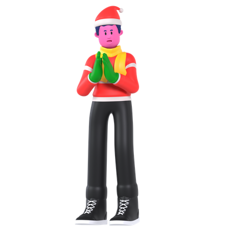 Niño De Navidad Vistiendo Traje De Invierno  3D Illustration