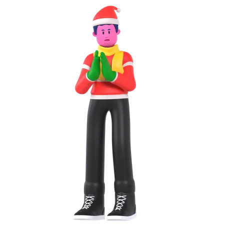 Niño De Navidad Vistiendo Traje De Invierno  3D Illustration