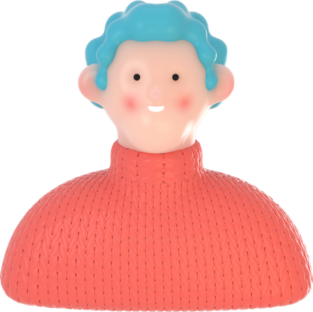 Niño de pelo pequeño rizado  3D Icon