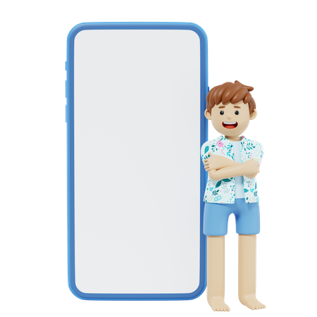 Niño de pie con teléfono inteligente  3D Icon