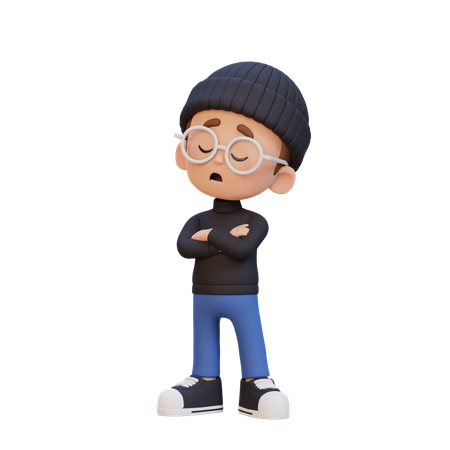 Niño de pie mientras da una pose de rechazo  3D Icon