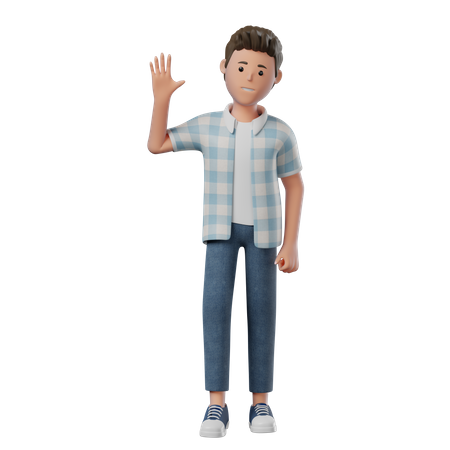 Niño de pie saludando  3D Illustration
