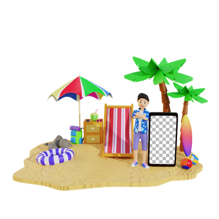 Niño disfrutando de las vacaciones de verano  3D Illustration