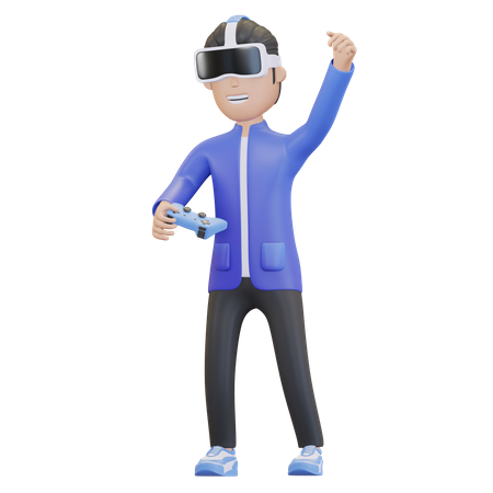 Niño disfrutando del juego virtual  3D Icon