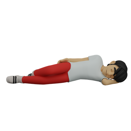 Niño durmiendo en el suelo  3D Illustration