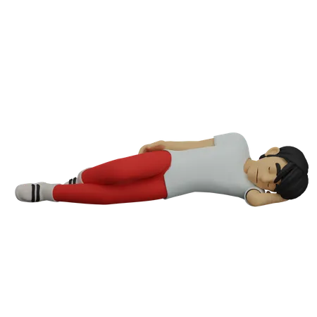 Niño durmiendo en el suelo  3D Illustration