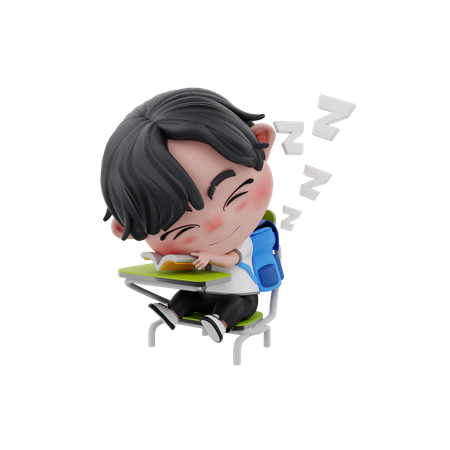 Niño durmiendo en una silla  3D Illustration
