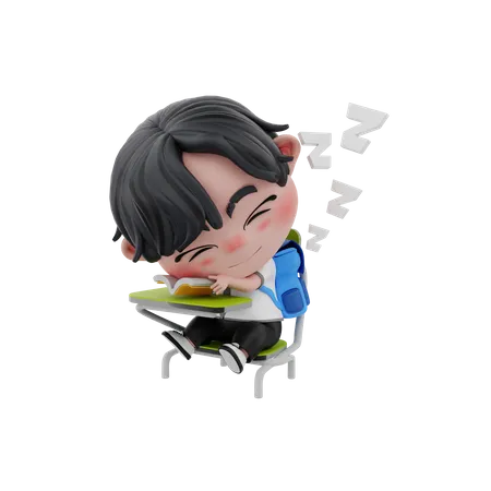 Niño durmiendo en una silla  3D Illustration