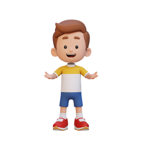 Niño en gesto de hablar y presentar  3D Icon