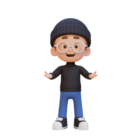 Niño en gesto de hablar y presentar  3D Icon