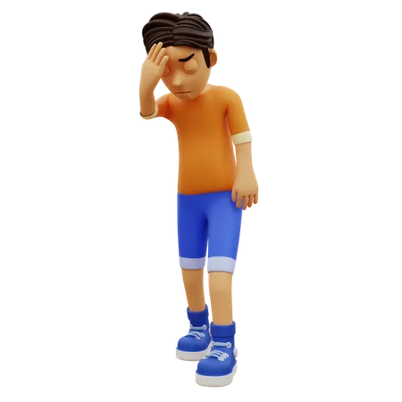 Niño en pose mareada  3D Illustration