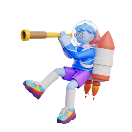 Niño encontrando idea de inicio  3D Icon