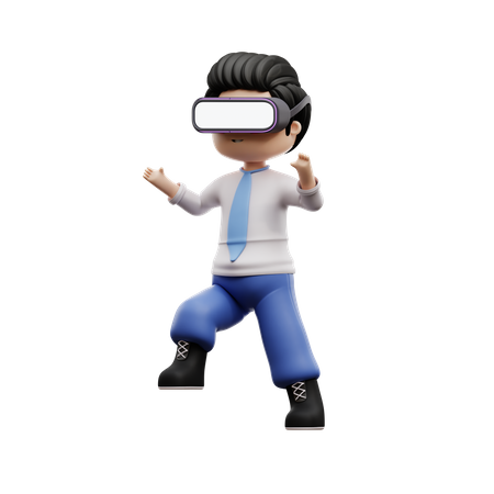 Niño Estudiante Con Gafas Vr  3D Illustration