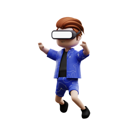 Niño experimentando el mundo virtual  3D Illustration