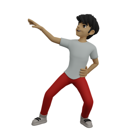 Niño feliz bailando en vacaciones  3D Illustration