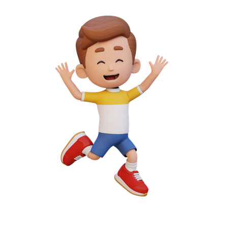 Niño feliz haciendo pose de salto  3D Icon