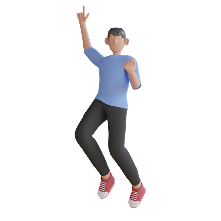 Niño feliz saltando  3D Illustration