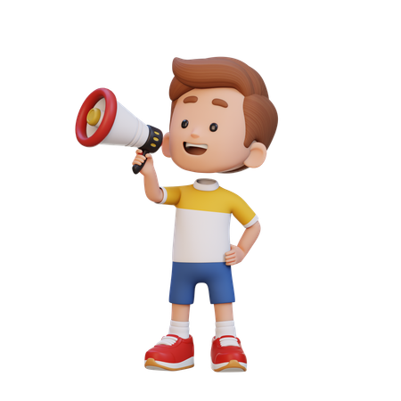 Niño gritando por megáfono  3D Icon