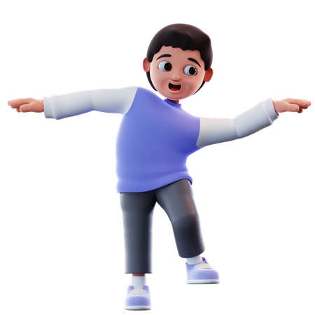 Niño bailando  3D Illustration