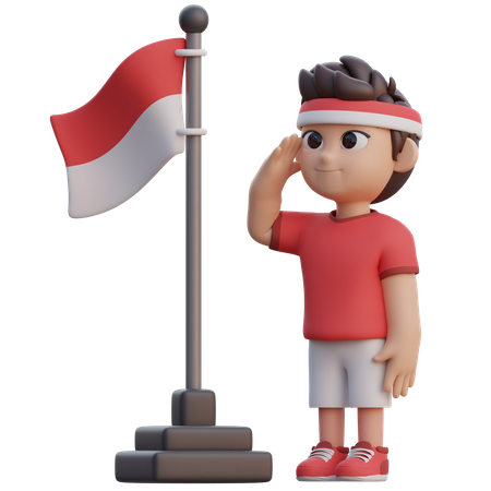 Niño haciendo ceremonia indonesia  3D Illustration