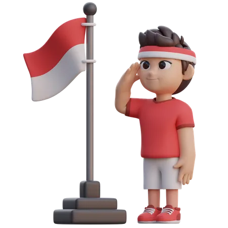 Niño haciendo ceremonia indonesia  3D Illustration