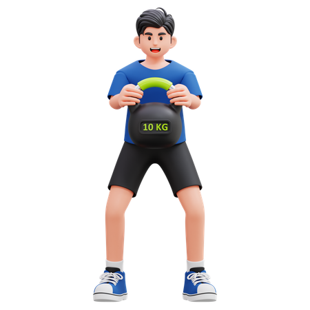Niño haciendo ejercicio con una pelota rusa  3D Icon
