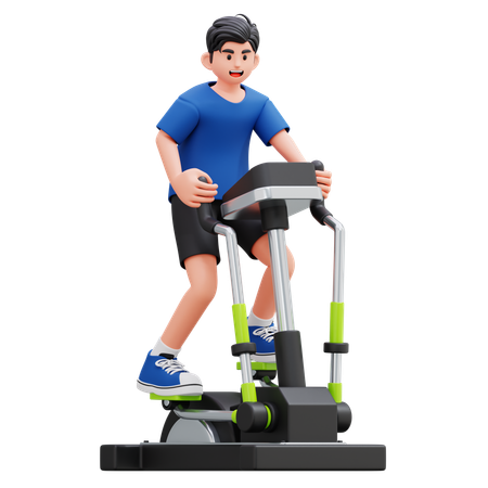 Niño haciendo ejercicio en un mini step  3D Icon