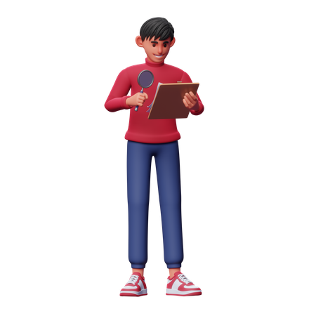 Niño haciendo investigación  3D Illustration